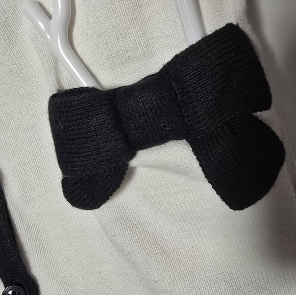 Janie and Jack Cotton White Cardigan with Black Bow Accents - Picture 9 of 11